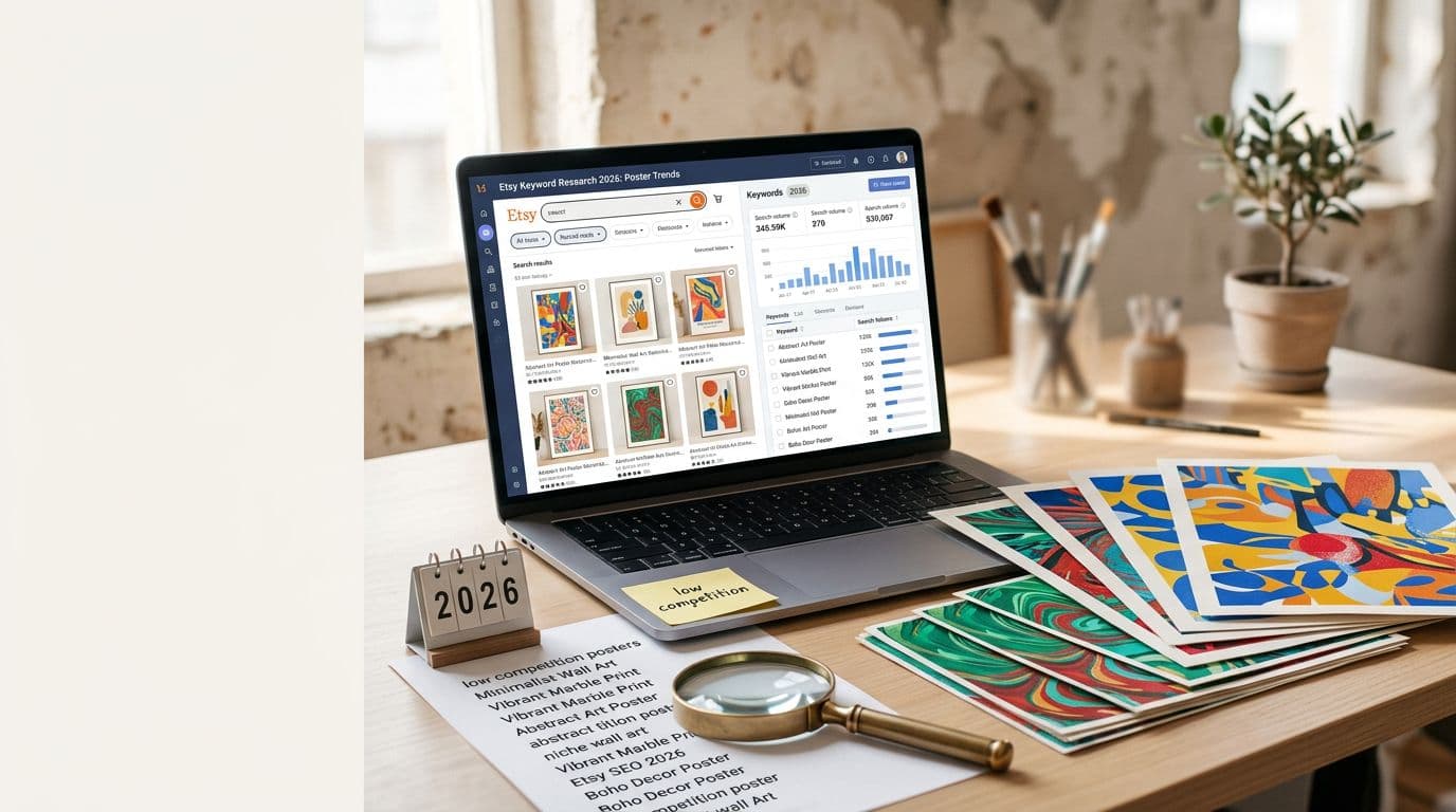 Etsy Keyword Research 2026: Find Low-Competition Poster Keywords